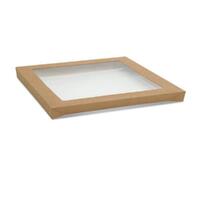 Square Catering Tray Kraft Large Lid PET Window