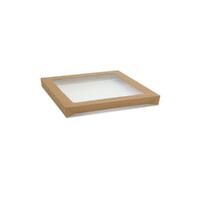 Square Catering Tray Kraft Medium Lid PET Window