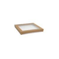 Square Catering Tray Kraft Small Lid PET Window