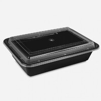 Container PP Microwavable Takeaway Black Rectangular 12oz ctn/150