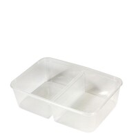 Container PP Microwavable Takeaway Clear Rectangular 2 Compartment 650ml