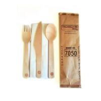 Wooden Combo Cutlery Fork/Knife/Napkin Set (Rosche)