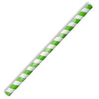 Paper Straw Jumbo Green Stripe 10x240mm (BioPak) 