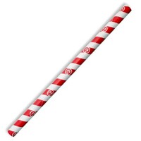 Paper Straw Jumbo Red Stripe 10x240mm (BioPak) 