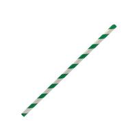 Paper Straw Regular Green/White 6x200mm