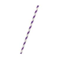 Paper Straw Regular Purple/White 6x200mm